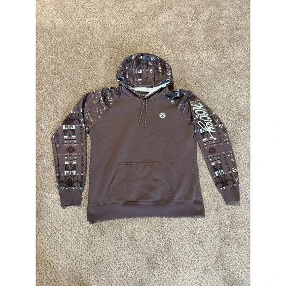 Hooey Hoodie Womens Large Purple White Atec Logo Western Pullover Drawstrings - Picture 1 of 7